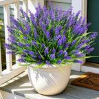 16 Bundles Faux Outdoor Plants, UV Resistant Fake Lavender & Monkey Grass, Realistic Artificial Flowers & Greenery for Outdoor Planters, Porch, Patio, Farmhouse Decor (Purple)