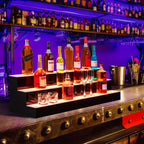 Liquor Bottle Display Shelf, 24 in Acrylic Lighted Bottle Display with Remote & App Control, 1-8 H Timing, 3-Tiers Bottle Stand Mulit-color Lighting for Home/Commercial Bar Display, Home Storage