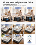 OhGeni Air Mattress Queen with Built in Pump, 18" Raised Inflatable Blow Up Mattress, Upgraded Surface Portable Bed for Home, Camping, Colchone Inflable, Ideal Sleep Solution for Guests