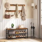 HOOBRO Hall Tree with Bench, Coat Rack Shoe Bench Set, Entryway Shoe Rack with Coat Hooks, Hall Tree, 39.4" L x 11.8" W x 18.1" H, Industrial, for Front Door, Rustic Brown BF071MT01G1