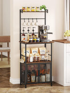 SWTYMIKI Coffee Bar Station for Space - Limited Home Coffee Lovers Espresso | Unique Double Mesh Enclosed Cabinet Doors + 6 Mug Hooks Multi-Purpose Microwave Stand, Buffet Cabinet Storage Rack