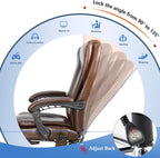 NOBLEMOOD 6-Point Massage Office Chair, Big and Tall Executive Office Desk Chair with Heating Function, PU Leather Ergonomic Office Chair with Footrest, Adjustable Height & Reclining Backrest