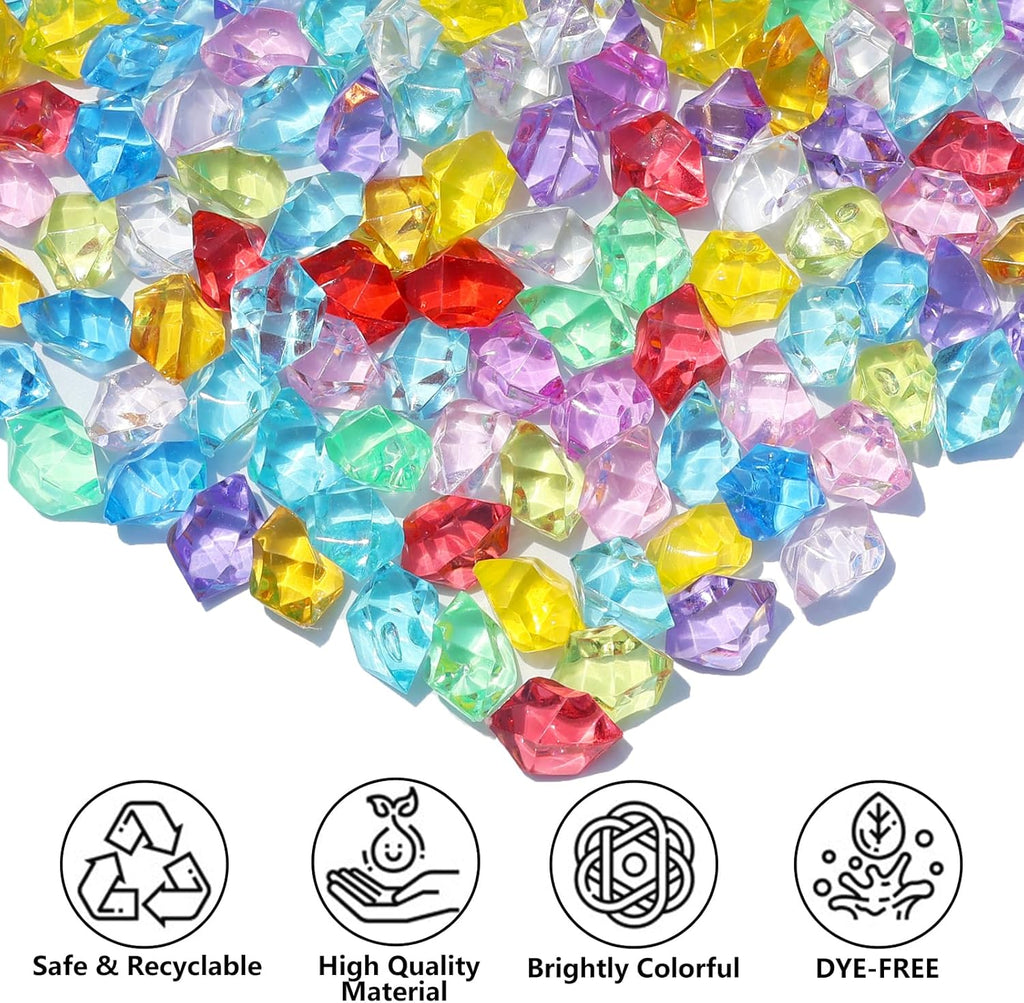 QYGL 850PCS+ Colorful Fake Diamonds, Fake Ice, Acrylic Rocks Bulk Plastic Gems for Vase Fillers, Table Scatter, Wedding Centerpieces, Party Decoration, Crafts, Aquarium & Food Display