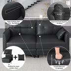 LLappuil Faux Leather Sectional 7-Seater Modular Sofa with Storage, Wide Deep Seat U Shaped Couch for Living Room, Office, Apartment, Rearranged, Waterproof & Easy Clean, Black