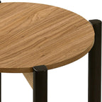 Furniture of America Hoska Modern Wood 18-inch Round End Table with Open Bottom Shelf and Metal Legs for Living Room, Walnut