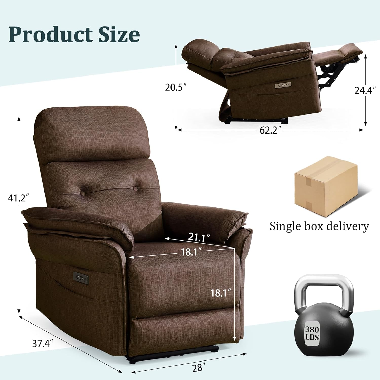 Korser Power Zero Gravity Recliner Chairs for Adults, Wall Hugger RV Recliner with USB & Type-C Charging Ports, Electric Power Recliner Chair for Living Room Home, Theater Seating, Bedroom