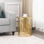 Joveco Gold Nesting Round Side End Tables Set of 2- Coffee Tea Table Mid Century Night Stands for Living Room Bedroom Outdoor, Gold Light Luxury Style