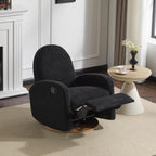 GDFStudio Swivel Glider Recliner Chair Nursery Rocker Recliner Chair with Boucle Upholstered High Back Single Seat Sofa Chair with Deep Seat Manual Nursing Reclining for Living Room, Black