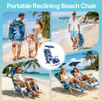 Suteck Zero Gravity Beach Chair with Canopy, Backpack Beach Chairs for Adults, Lightweight Adjustable Reclining Beach Chair with Shade, Folding Lay Flat Chair for Beach Poolside Outdoor