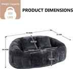 QQU Giant Bean Bag Chairs for Adult and Kids with 2 Pillows, 2-Seat Bean Bag Sofa with Armrest and Back, Chenille Loveseat Filling high -Density Foam, Large Lazy Sofa for Living Room, Bedroom,Black