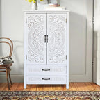 Modern White Storage Cabinet, Rustic Sideboard Pantry Cabinet, for Home Decor and Organization,for Kitchen Home