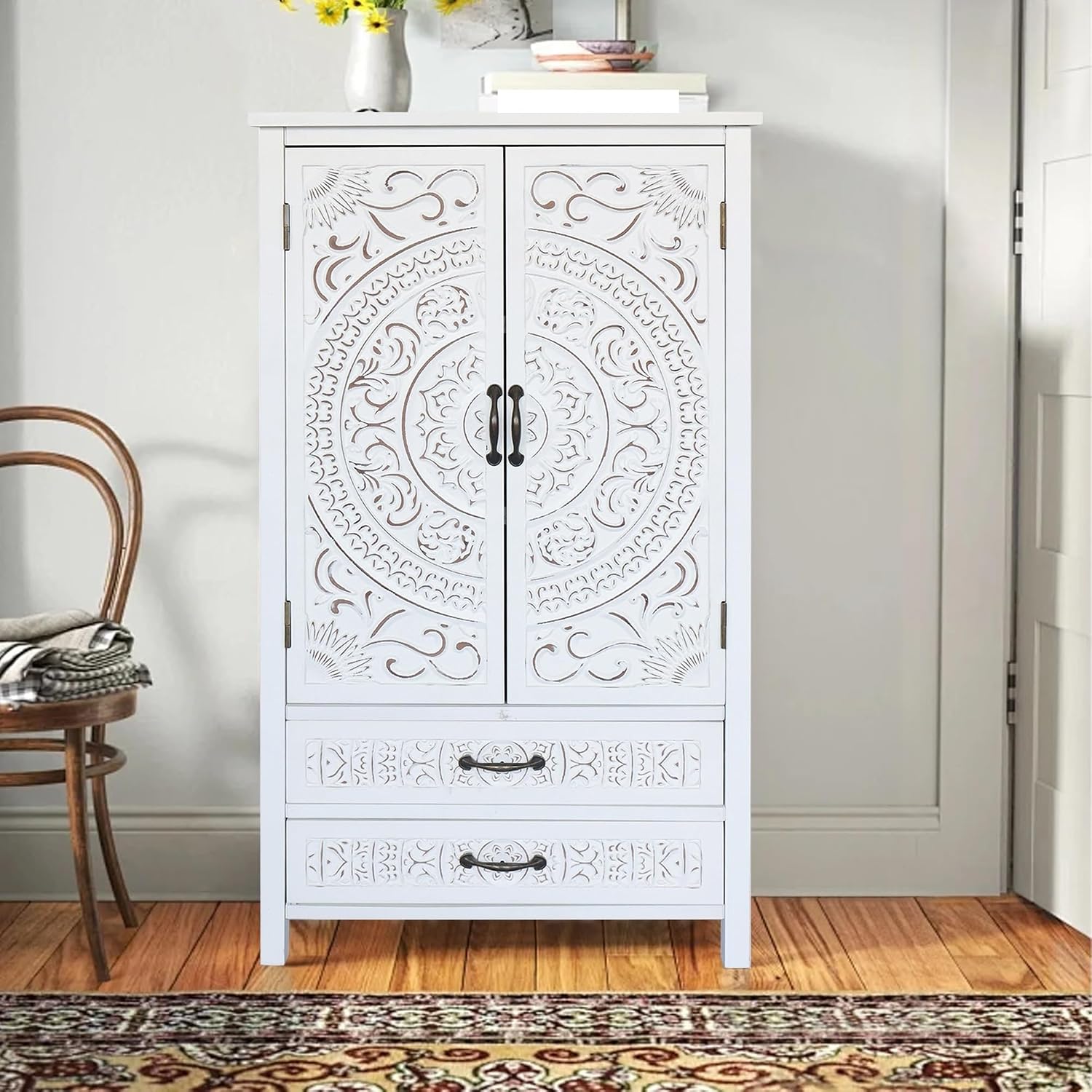 Modern White Storage Cabinet, Rustic Sideboard Pantry Cabinet, for Home Decor and Organization,for Kitchen Home