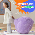 Hobestluk Kids Bean Bag Chair Teardrop Shape with Filling, 2.5FT Purple | Soft Fabric, Corduroy Cover, Removable and Washable, Memory Foam Filler, Portable Handle, Gaming, Relaxing, For Living Room