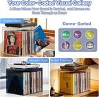 Bikoney Stackable Cube Acrylic Vinyl Record Storage, Tabletop Record Player Stand with Divided Vinyl Shelf, Vinyl Holder & Album Storage Box Crate Bin, Clear