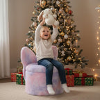 Kids Desk Chairs, Toddler Chairs Comfy Faux Fur Kids Storage Ottoman, 2 in 1 Children Stool with Storage, Butterfly Chair for Kids Girls Gifts, Storage Stool for Bedroom/Loving Room, Purple