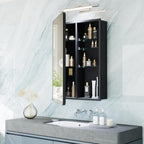 Black Medicine Cabinet with Mirror for Bathroom: 20 x 26 Inch Small Mirrored Vanity Storage with Adjustable Shelves - Surface or Recessed Wall Mount - Matte Black Frame