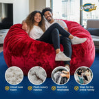 ULTIMATE SACK 6ft Bean Bag Chair, Oversize Bean Bag Chair for Adults, Comfy Chair Bean Bag Couch Lounge Sofa Loveseat Furniture | Navy Suede