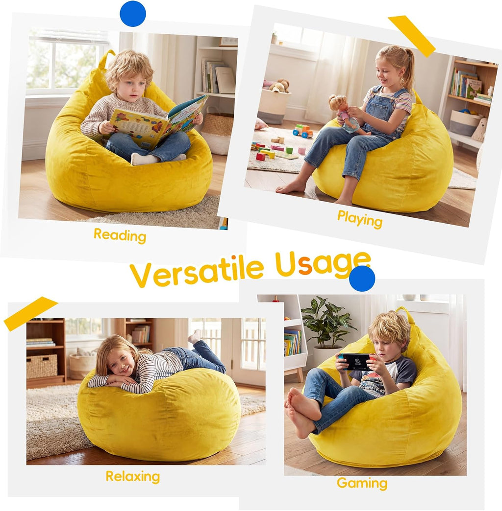 fond + found 2FT Bean Bag Chair Small Bean Bag with Removable Washable Cover, Memory Foam Comfy Bean Bag Chair with Handle & Side Pocket for Classroom, Living Room, Bedroom, Gaming