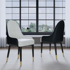 AF ARTISAN FURNITURE Black White Dining Chairs Set of 2 with High Backs Mid Century Modern Kitchen Dining Room Chairs PU Faux Leather Upholstered Large Padded Accent Chair with Legs