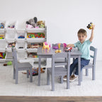 Humble Crew Toddler Table and Chair Set for Kids, Wood Activity Furniture | Sturdy 5 piece playroom or bedroom desk, perfect size for crafts, snacks, homework, and learning, includes 4 matching seats
