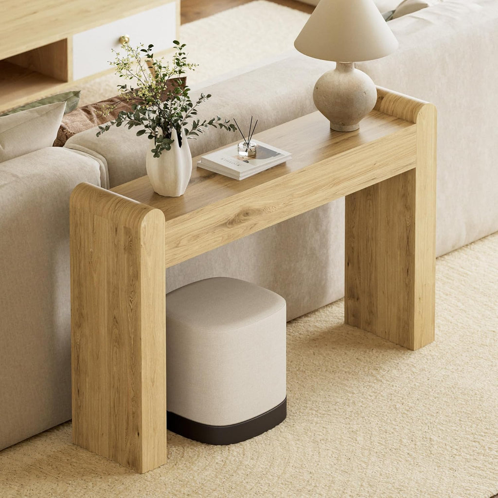 Lulive Arc Entryway Table, 47 Inch Curved Console Table for Hallway | Rounded edges and fluted texture soften narrow spaces; 11.8"D profile fits entryway, hallway, living room or behind sofa.