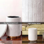 Boahaus Cersei White Velvet Vanity Ottoman with Hidden Storage, Makeup Chair for Vanity Desk, Elegant Foot Rest Stool with Gold Base for Bedroom, Living Room & Dressing Area (Pure White)