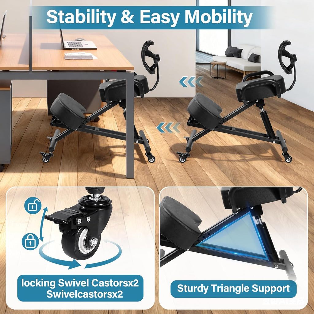 Kneeling Chair, Ergonomic Kneeling Chair with Back Support, kneelings Office Chairs with Adjustable Height and Lumbar Support for Banking Meeting Room Office Home Reception,Improve Postures