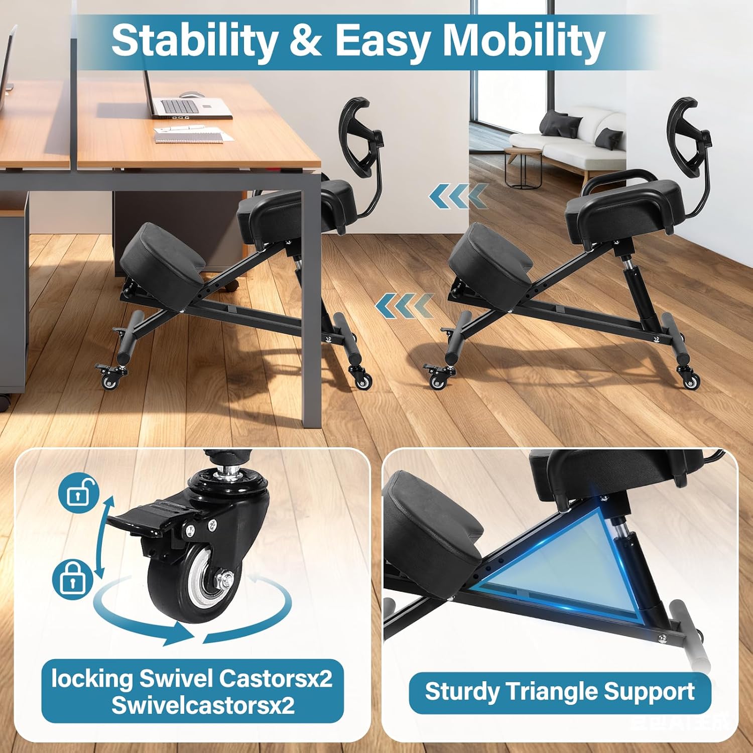 Kneeling Chair, Ergonomic Kneeling Chair with Back Support, kneelings Office Chairs with Adjustable Height and Lumbar Support for Banking Meeting Room Office Home Reception,Improve Postures