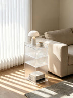 Frosted Acrylic Nightstand with 2 Drawers - Modern Slim Bedside Table for Small Spaces, 9" W x 12.6" D x 22.8" H