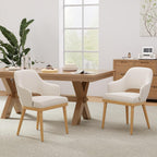 MALOL Wooden Dining Chairs Set of 2, Modern Fabric Upholstered Dining Room Chair, Kitchen Side Chairs, Farmhouse Dinner Chair with Open Back for Kitchen, Beige