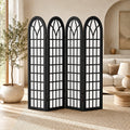 4 Panel Room Divider Screen, Freestanding Shoji Style Privacy Partition with Black Wooden Frame, Decorative Folding Wall Divider for Bedroom, Office, Apartment