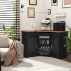 GDLF Corner Bar Cabinet with Fridge Space, Corner Coffee Bar Station with Storage, L Shaped Liquor Wine Cabinet for Home