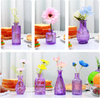 Glass Bud Vase Set of 15,Small Glass Vases for Flowers,Vintage Bulk Purple Mini Glass Vases for Centerpieces,Rustic Wedding,Decoration,Floral Arrangement