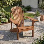 Furinno TIOMAN Patio Chair, Adirondack Outdoor Lawn Chair, Armchair in Teak Oil, for Patio, Garden, Porch, Light Wood
