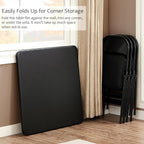 VECELO 34'' Folding Card Table Square with Soft Padded Tabletop, Portable for Dining Room, Parties, Games, Puzzles, Black