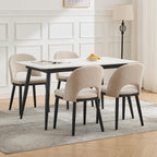 Wooden Dining Chairs Set of 4, Upholstered Kitchen Dining Room Chair, Modern Linen Fabric hollowed out Dinner Chair with Leveling Feet/hollowed out Backrest Support for Dining Room, Living Room,Beige