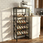 3-Tier Wine Rack Freestanding Floor with Glass & Storage Racks | Space-saving corner wine bar cabinet, sturdy build for kitchen, living room & home bar, stores wine bottles & bar accessories