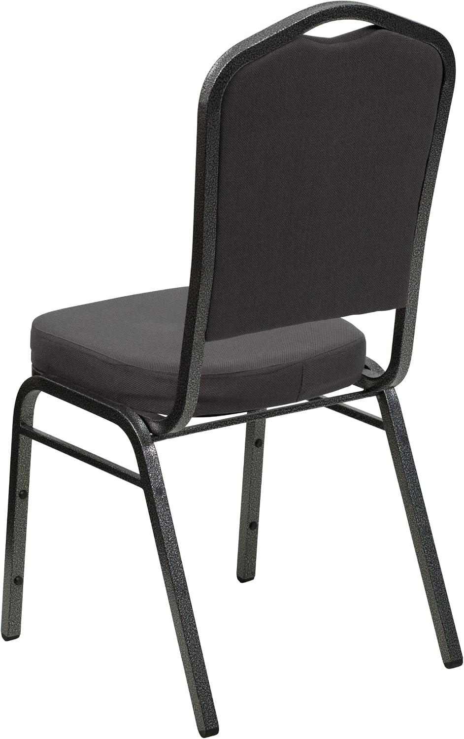 BizChair Crown Back Stacking Banquet Chair, Gray Fabric/Silver Vein Frame