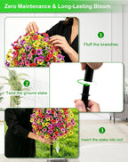 Artificial Topiary Ball Tree Violet Flowers with Spike, 2 Pack 23.6" Faux Plants Evergreen Tree UV Resistant Bushes Plants for Outdoor Front Porch Garden Patio Spring Decor (Mix Color 23.6in)