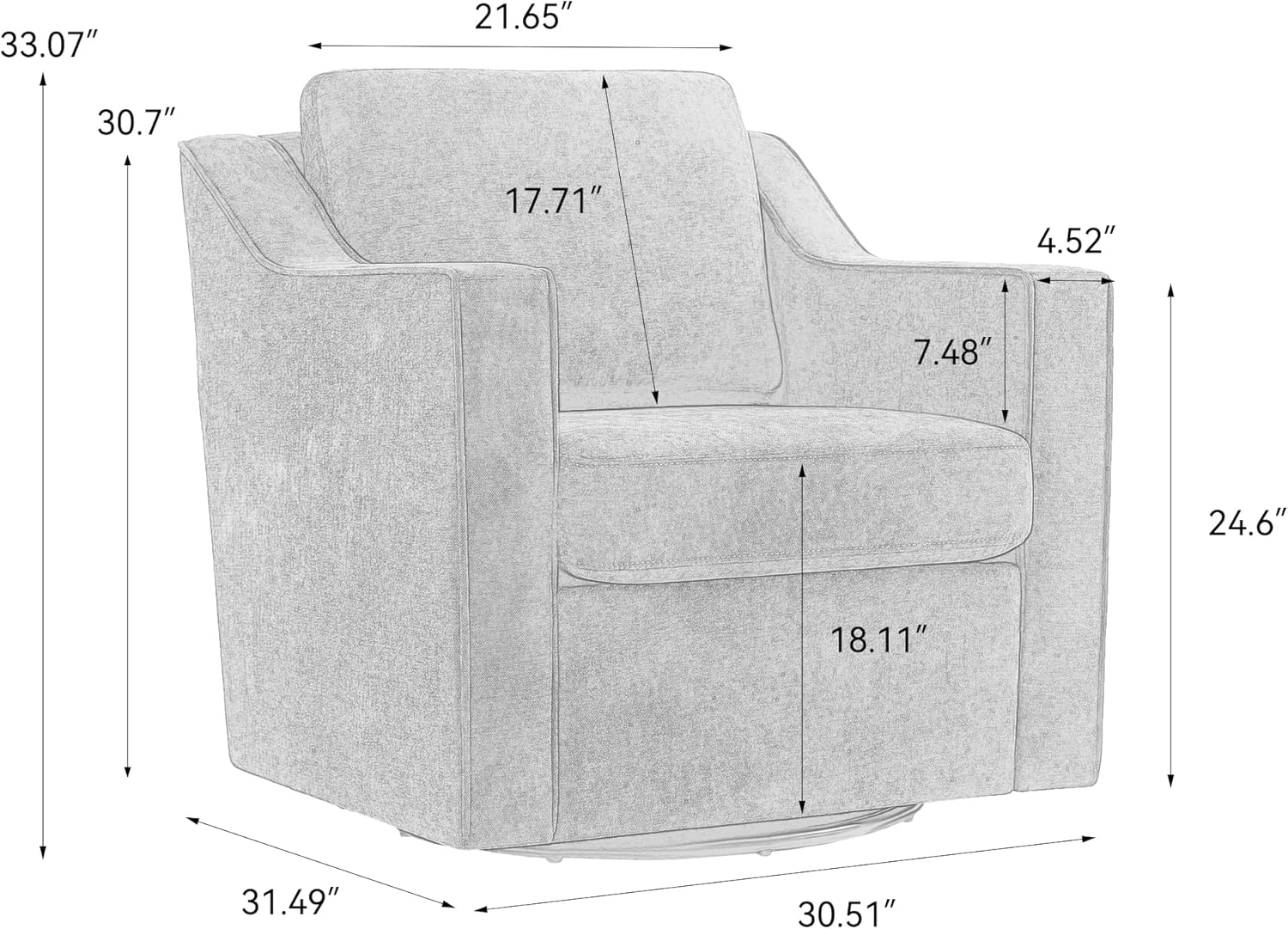 Swivel Accent Chair, Comfy Chenille Swivel Chair with Deep Seat, Upholstered Club Armchair with 360 Degree Rotation Base, Single Sofa Reading Chair for Living Room Bedroom, Beige