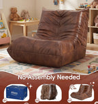 Hobestluk Bean Bag Chair for Teens Toddler Bean Bag Chair with Memory Foam Filler Leather Beanbag with Spacious Design Bean Bag Couch for Reading Gaming Relaxing (Brown, Medium)