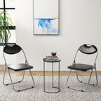POWERSTONE Folding Chairs 2 Pack 300-Pound Capacity, Sturdy Metal Foldable Chairs, PU Leather Padded Folding Chairs Set of 2 Assembled for Meeting Room Classroom Restaurant and Patio