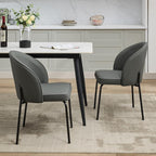 Upholstered Dining Chairs Set of 2, Modern Faux Leather Kitchen Dining Room Side Chairs with Metal Legs (Grey)