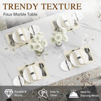 Hooseng Dining Table Set for 4, Faux Marble Small Kitchen Table Chairs Set of 4 with Luxurious Button Tufted Dinner Chairs for Kitchen and Dining
