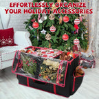 2-in-1 Christmas Ornament Storage Box & Xmas Figurine Container with Dual Zipper Closure Adjustable Dividers and Removable Trays Premium Christmas Ornament Storage Containerd(Black)