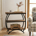 Tribesigns End Table for Living Room, Narrow Couch Side Table with 3-Tier Storage Shelves, Small Bedside Nightstand with Metal Frame, Rustic Brown