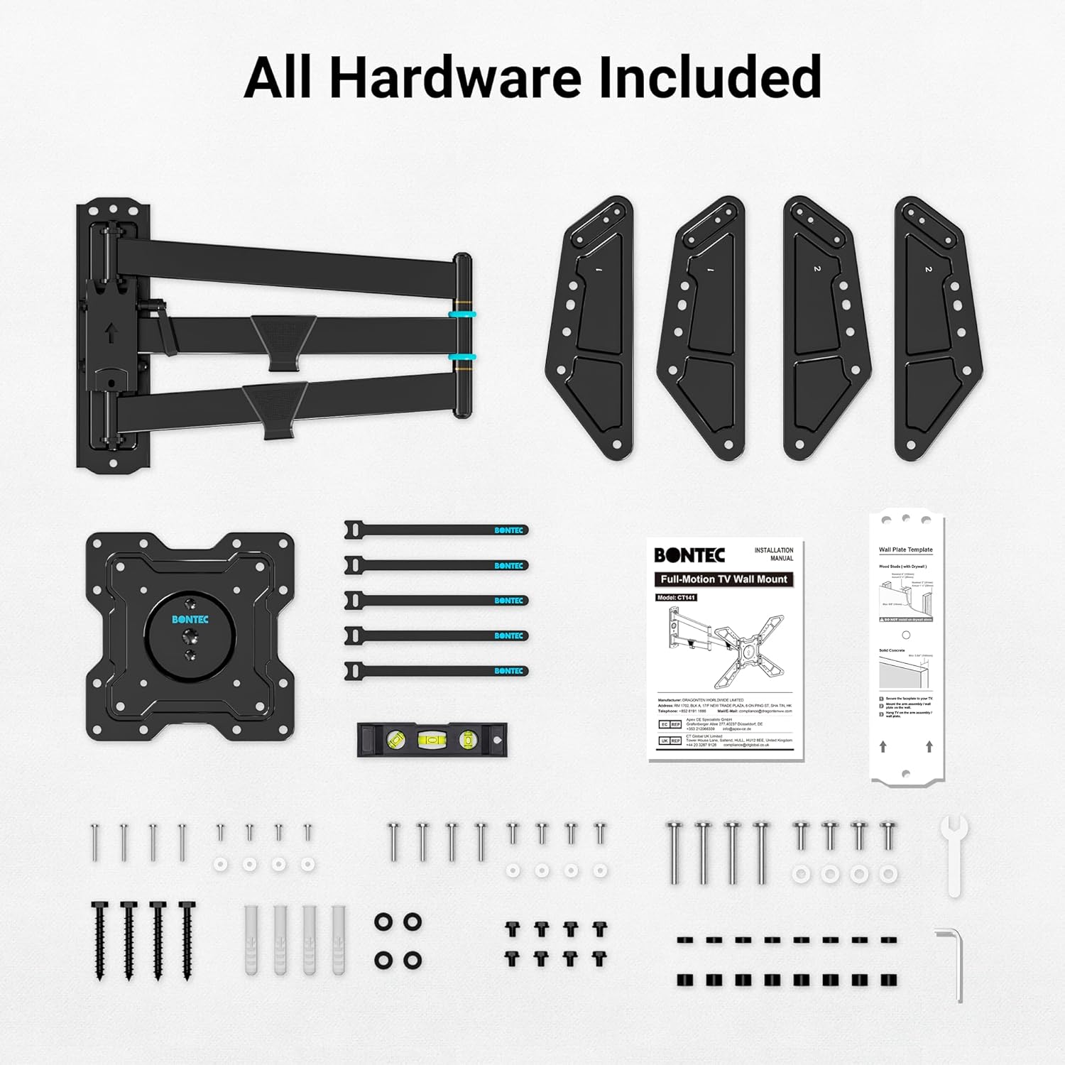 BONTEC Full Motion Corner TV Wall Mount for 31-75 Inch TVs, 33 in Long Arm Wall Mount Bracket, Swivel and Tilt with Landscape to Portrait Rotation, Holds 110 lbs, Heavy Duty Steel, Max VESA 600x400 mm