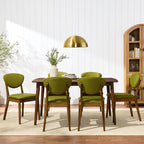 Best Choice Products Dining Chairs Set of 2, Mid-Century Modern Upholstered Wood, Armless w/Seat Cushion, Padded Backrest - Walnut/Olive