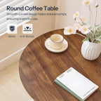 HOOBRO Coffee Table, 2-Tier Round Coffee Table, Coffee Table for Living Room, Center Table with 2-Tier Open Storage Shelf, Home Office, Walnut WL75KF01
