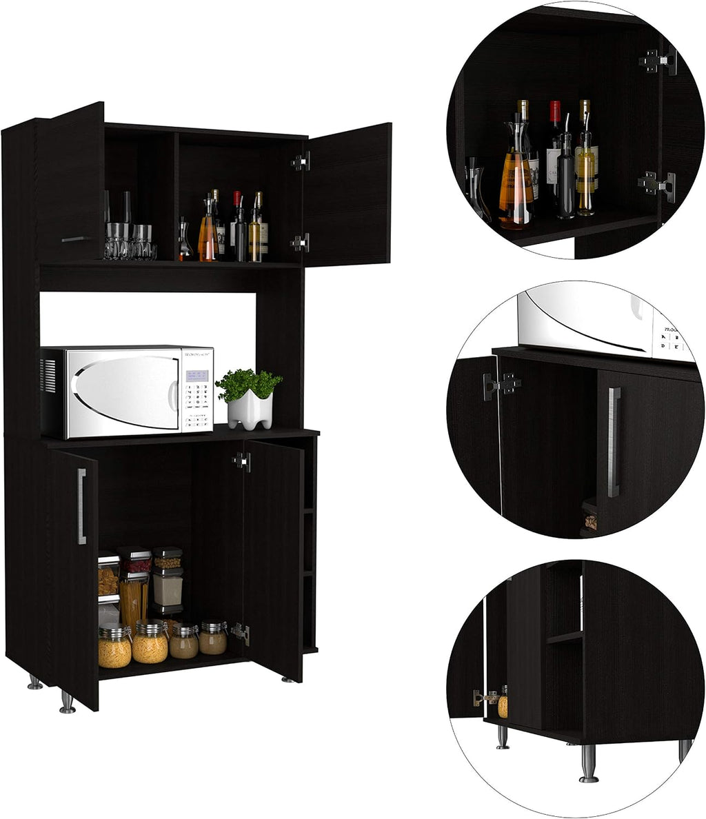3-Shelf Pantry Cabinet,Buffet Kitchen Sideboard,Black Wengue,for Kitchen,Dining Room,37.4 * 15.74 * 70.86